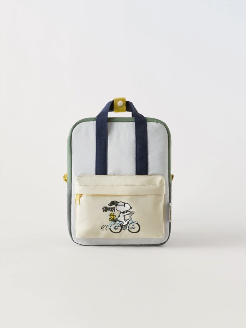 Zara Kids Snoopy Bike Colorblock Backpack - Cream, Navy & Green